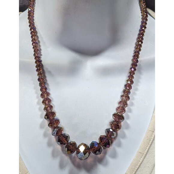 Elegant Sparkly AB Brown Faceted Glass Beaded Necklace - Picture 5 of 8